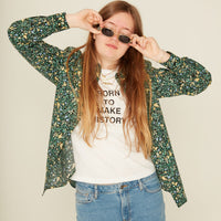 Designers Remix Black Flower Print Sandra Scallop Shirt