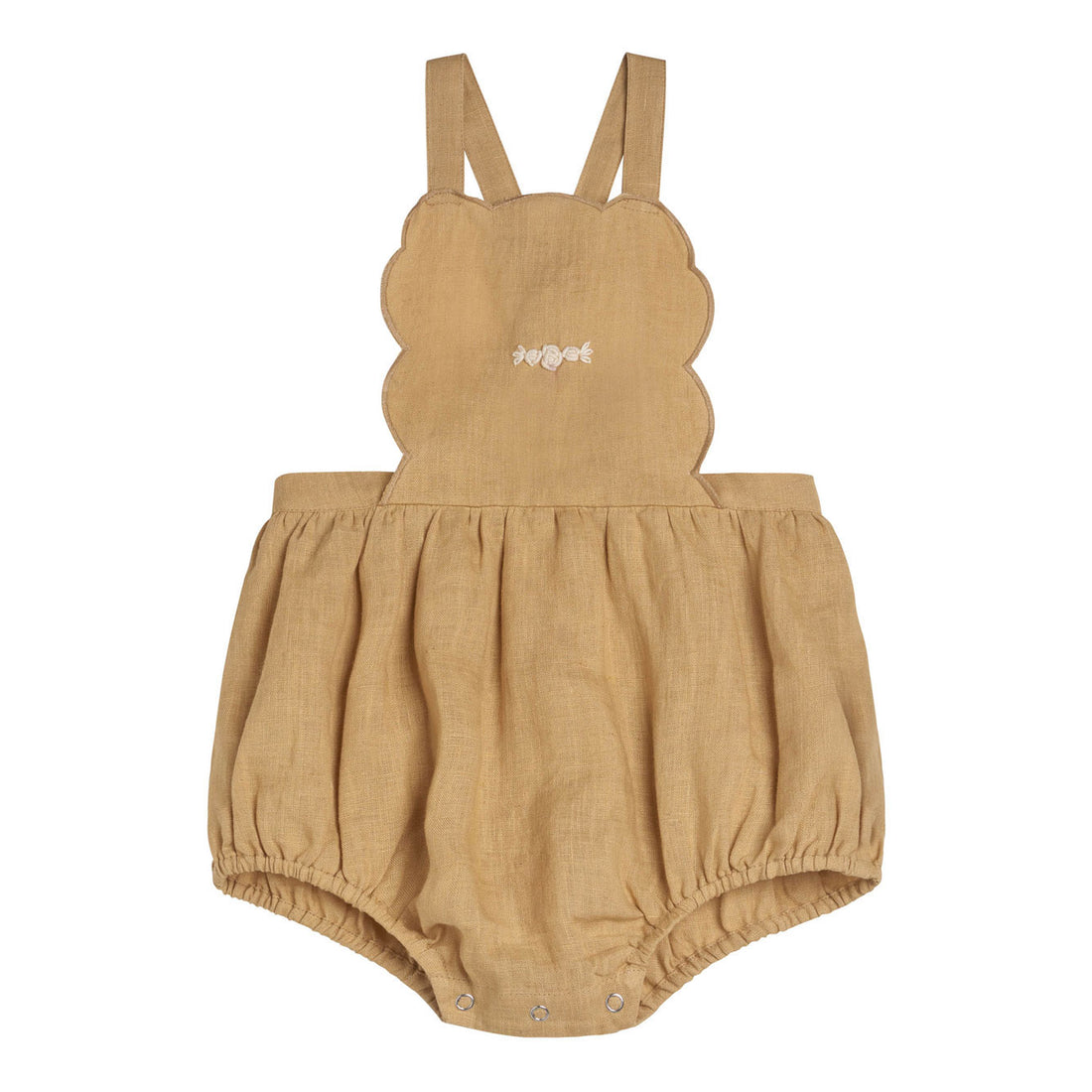Little Cotton Clothes Mustard Linen Dhalia Romper