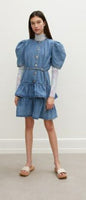 Les Coyotes De Paris Vintage Denim Puff Sleeve Denim Dress