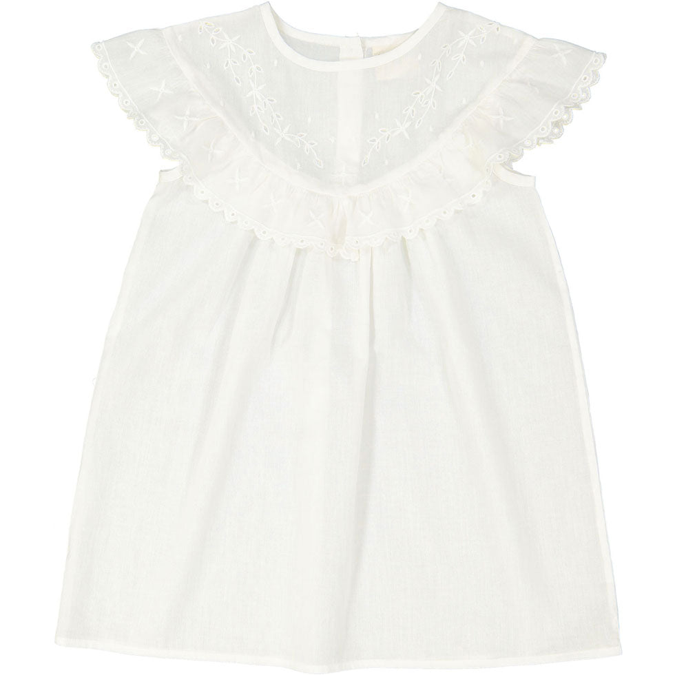 Louis Louise Off White Embroidered Yolk Dress