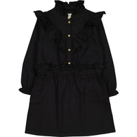 Louis Louise Black Dyed Denim Folk Dress
