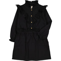 Louis Louise Black Dyed Denim Folk Dress