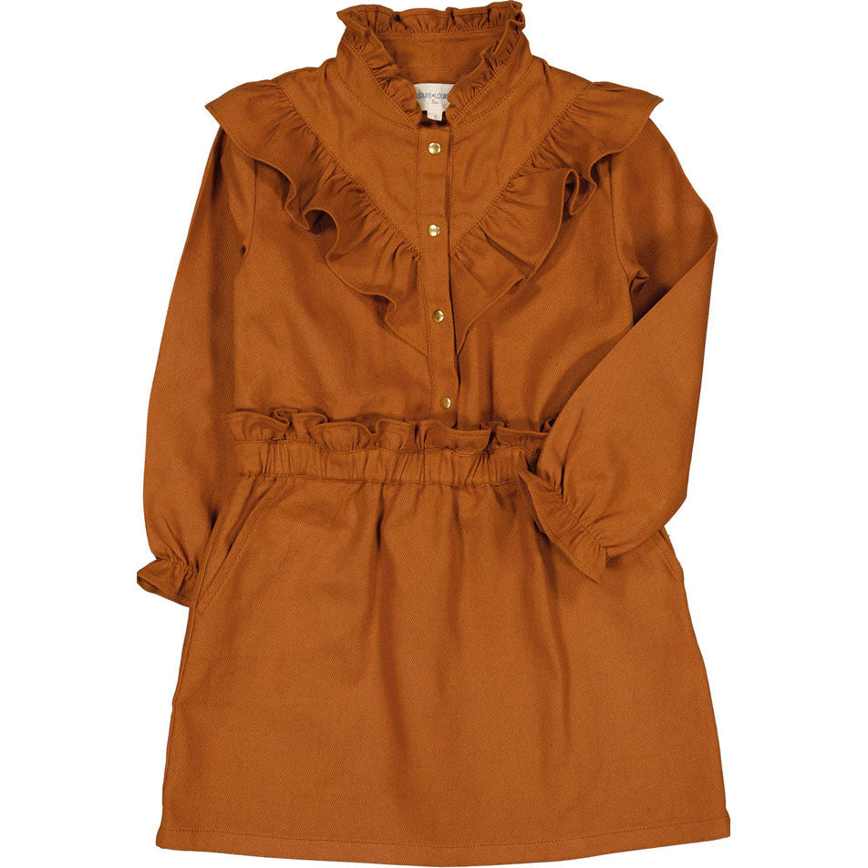 Louis Louise Caramel Dyed Denim Folk Dress