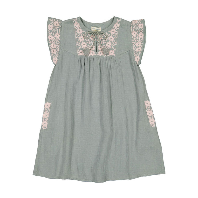 Louis Louise Light Green Embroidered Maddie Dress