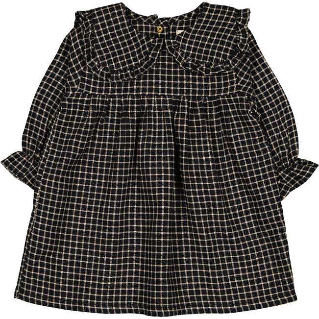 Louis Louise Black Twill Check Twist Dress