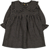 Louis Louise Black Twill Check Twist Dress