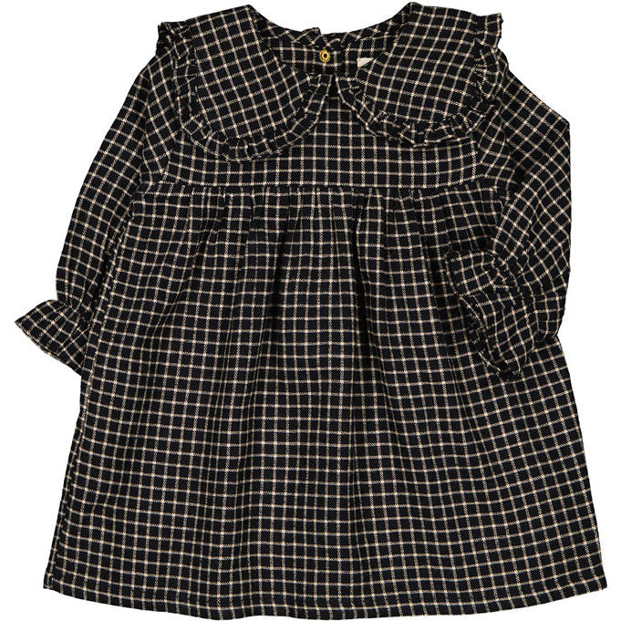 Louis Louise Black Twill Check Twist Dress