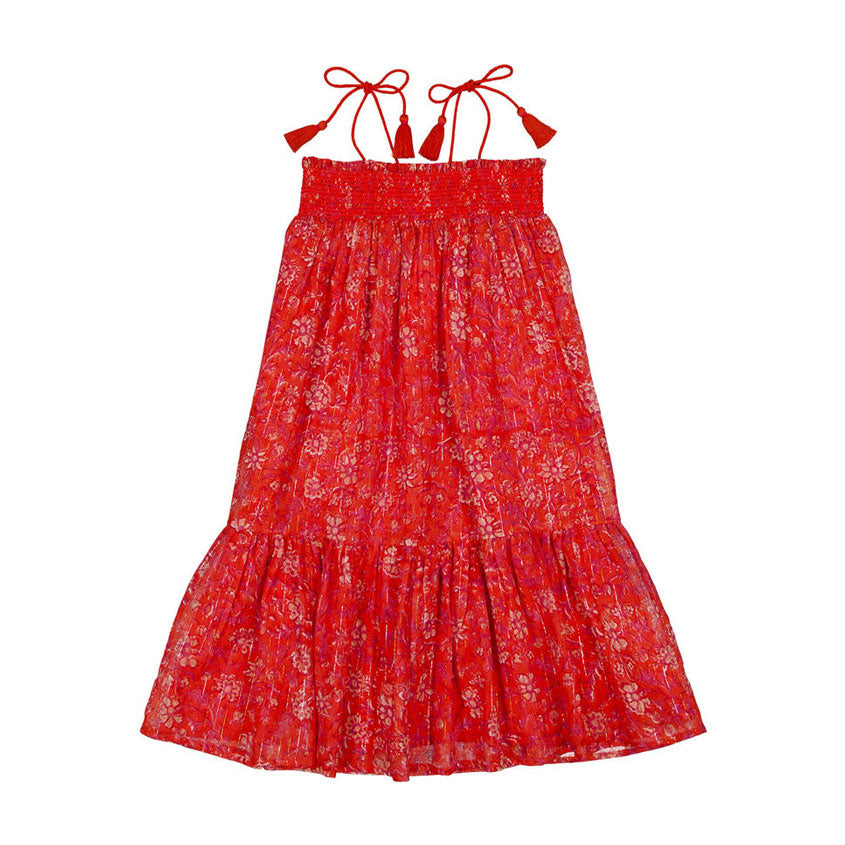 Louis Louise Coral Indian Flower Lurex Zoe Dress