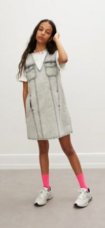 Les Coyotes De Paris Pebble Gray Sleeveless Denim Dress