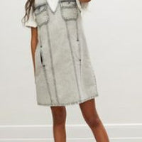 Les Coyotes De Paris Pebble Gray Sleeveless Denim Dress