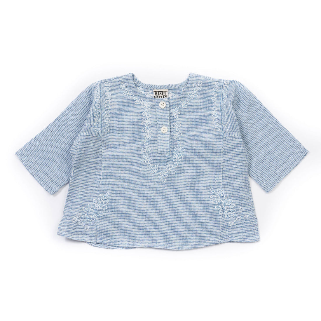 Bonton Light Blue Embroidery Baby Tunic