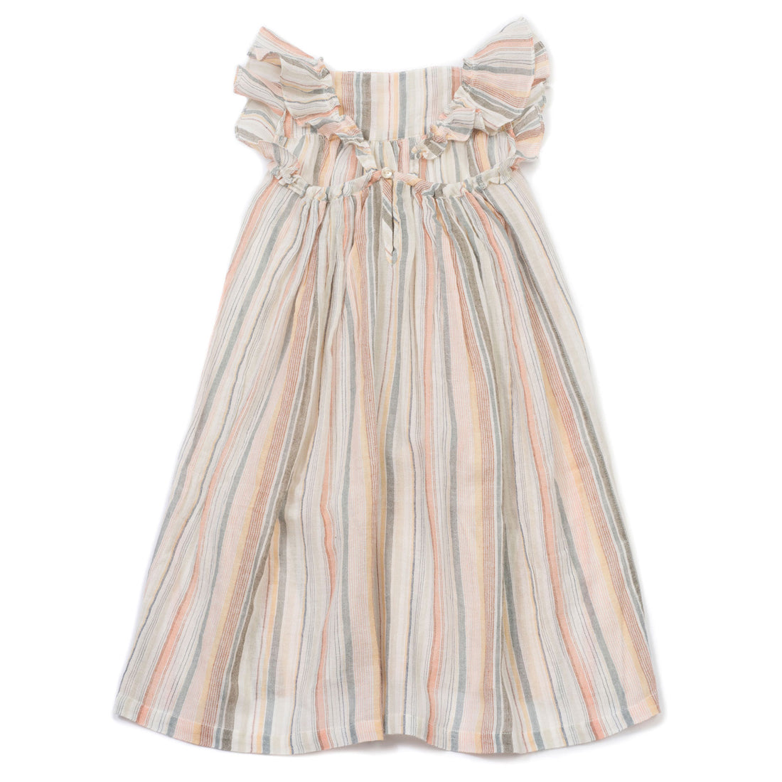 Bonton Lurex Stripe Frill Maxi Dress