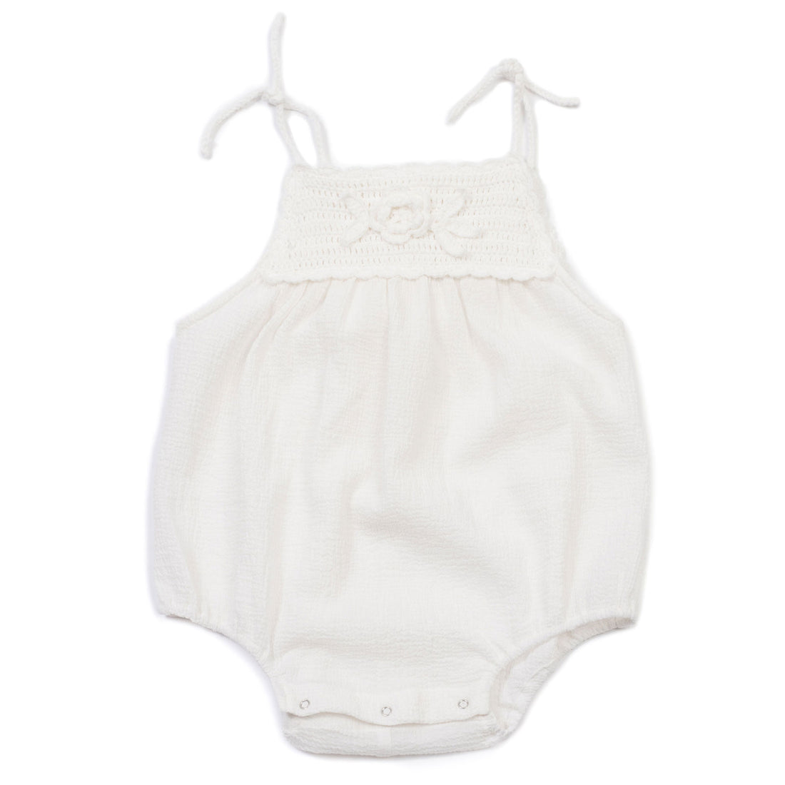 Bonton Cream Crochet Baby Onesie