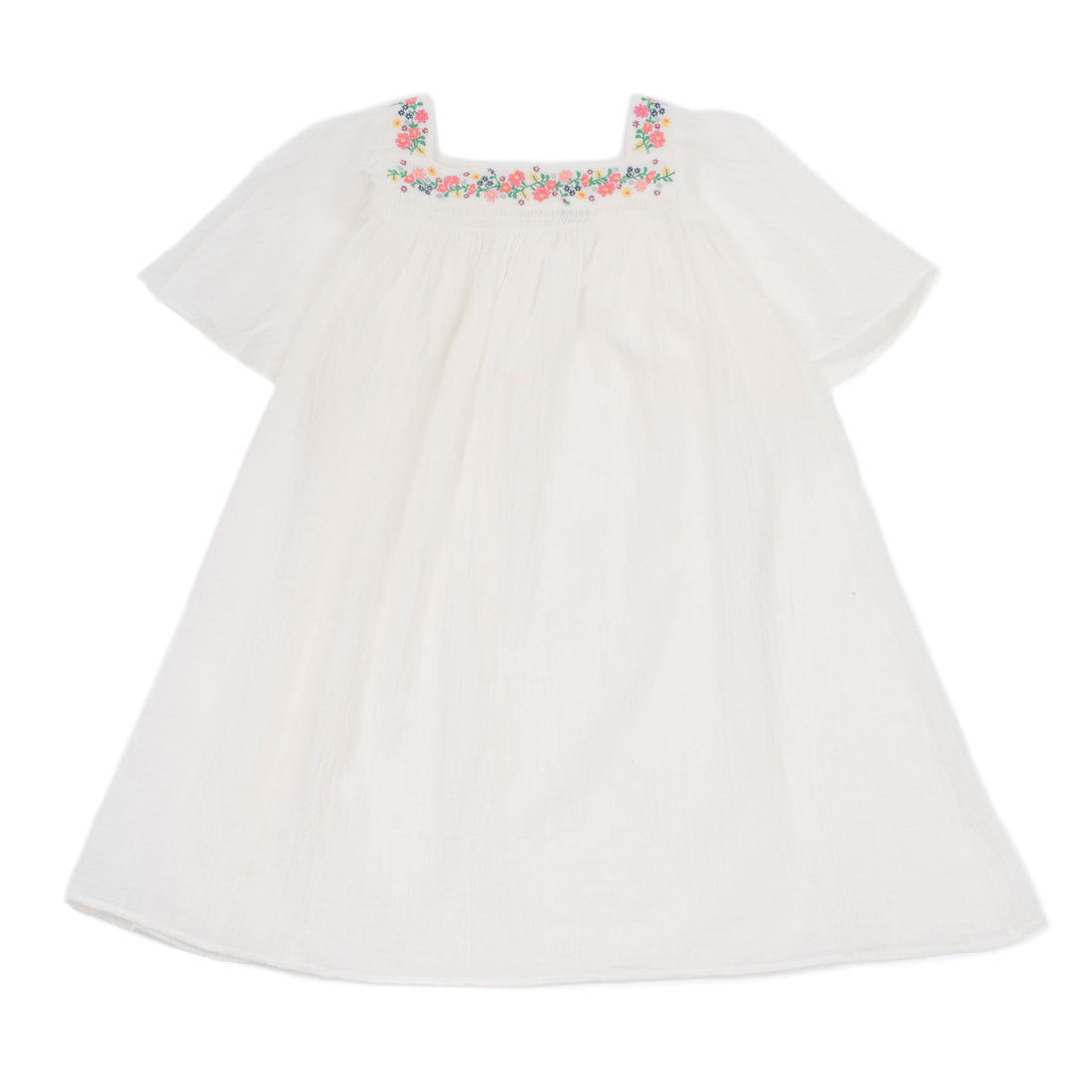 Bonton Cream Flowers Embroidery Dress
