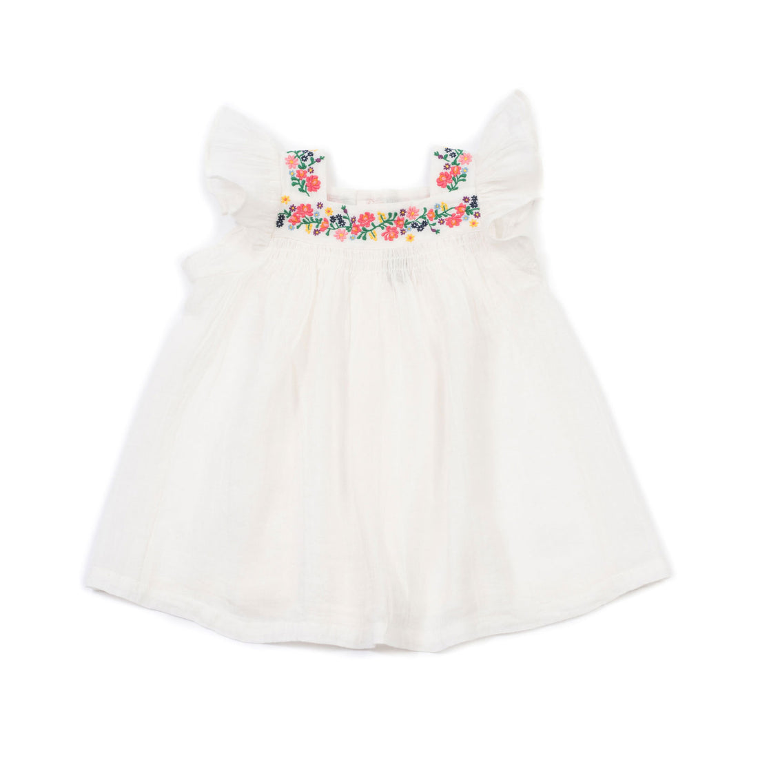 Bonton Cream Flowers Embroidery Baby Dress