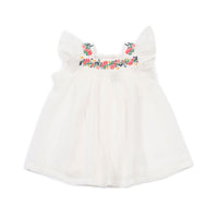 Bonton Cream Flowers Embroidery Baby Dress