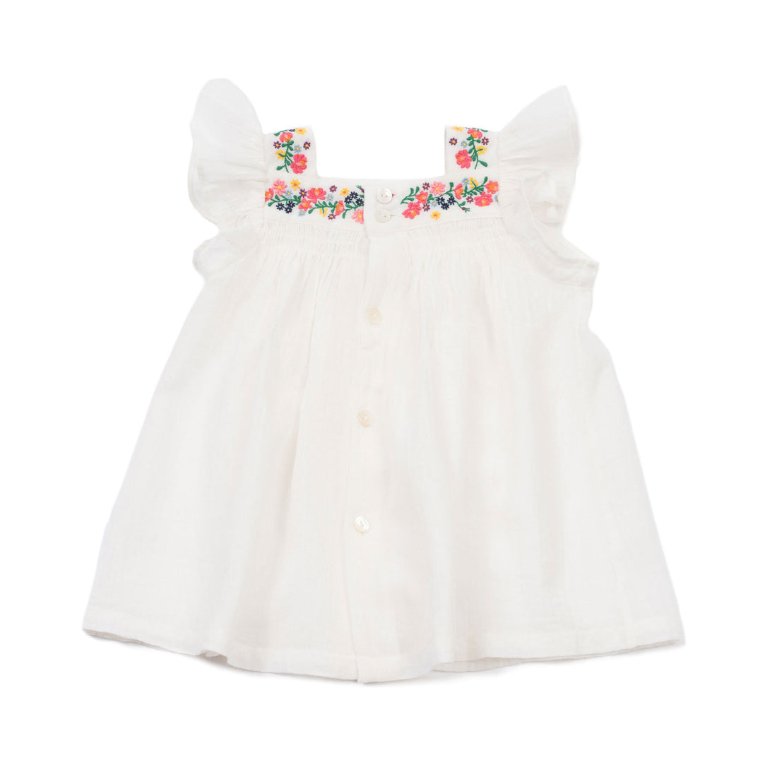 Bonton Cream Flowers Embroidery Baby Dress