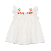 Bonton Cream Flowers Embroidery Baby Dress