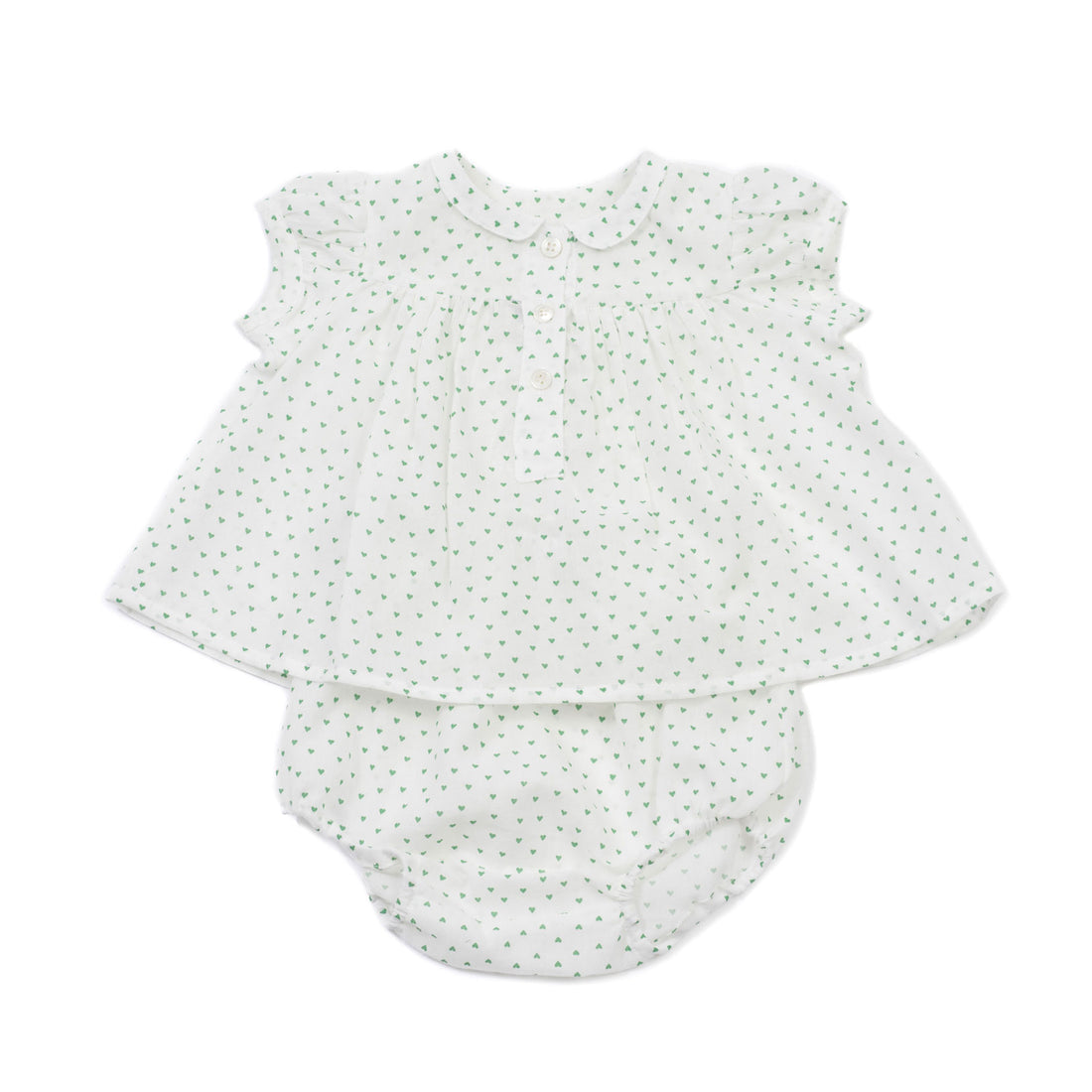 Bonton Green Heart Print Baby Blouse