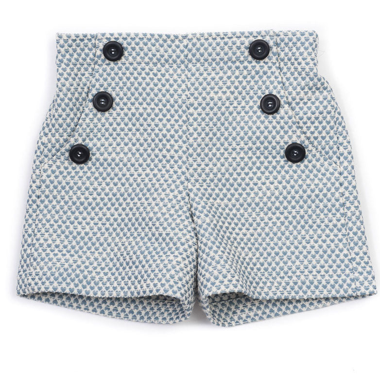 Bonton Blue Tweed Sailor Shorts