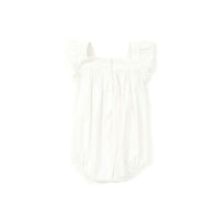 Bonton White Embroidered Flutter Sleeve Alix Romper