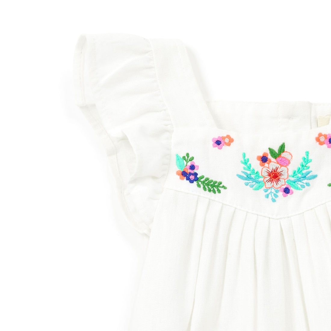 Bonton White Embroidered Flutter Sleeve Alix Romper