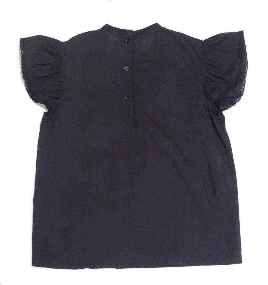 Bonton Kitten Grey Embroidered Pintuck Blouse