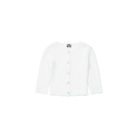 Bonton White Ribbed Knit Baby Cardigan