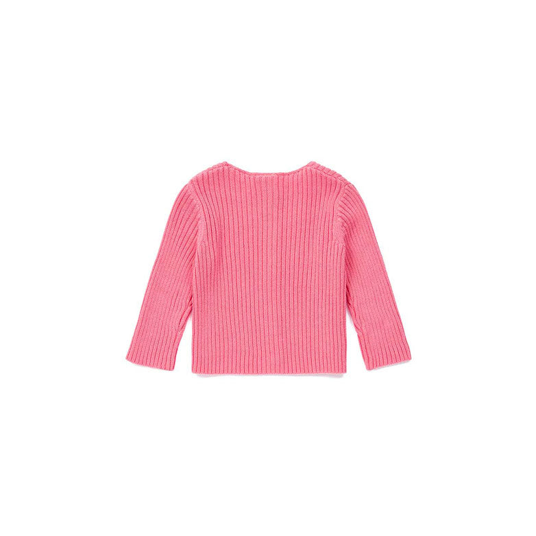 Bonton Bubble Gum Pink Ribbed Knit Baby Cardigan