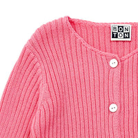 Bonton Bubble Gum Pink Ribbed Knit Baby Cardigan