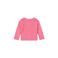 Bonton Bubble Gum Pink Ribbed Knit Baby Cardigan