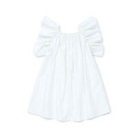 Bonton White Embroidered Flutter Sleeve Reve Dress