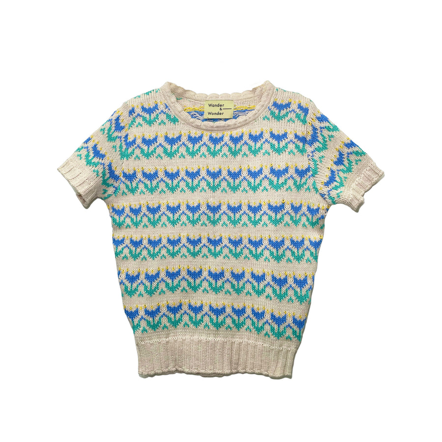 Wander and Wonder Cream Floral Floral Knit Twin Set Top