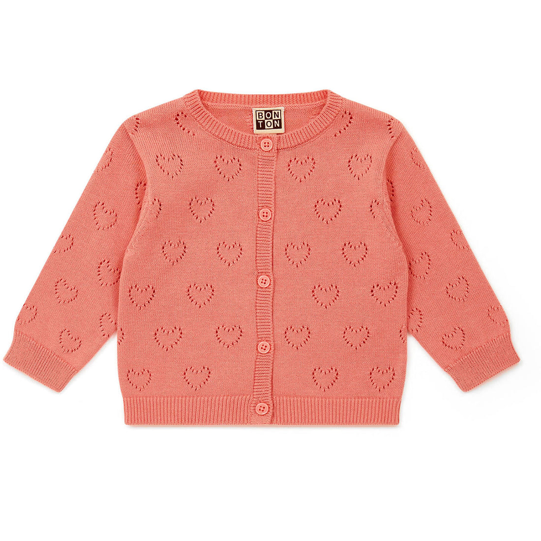 Bonton Mask Pink Openwork Baby Cardigan
