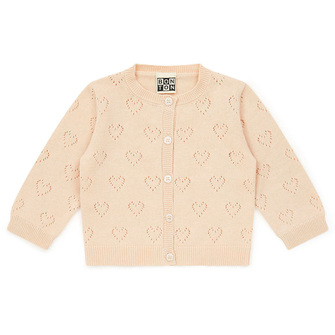 Bonton Nude Openwork Baby Cardigan