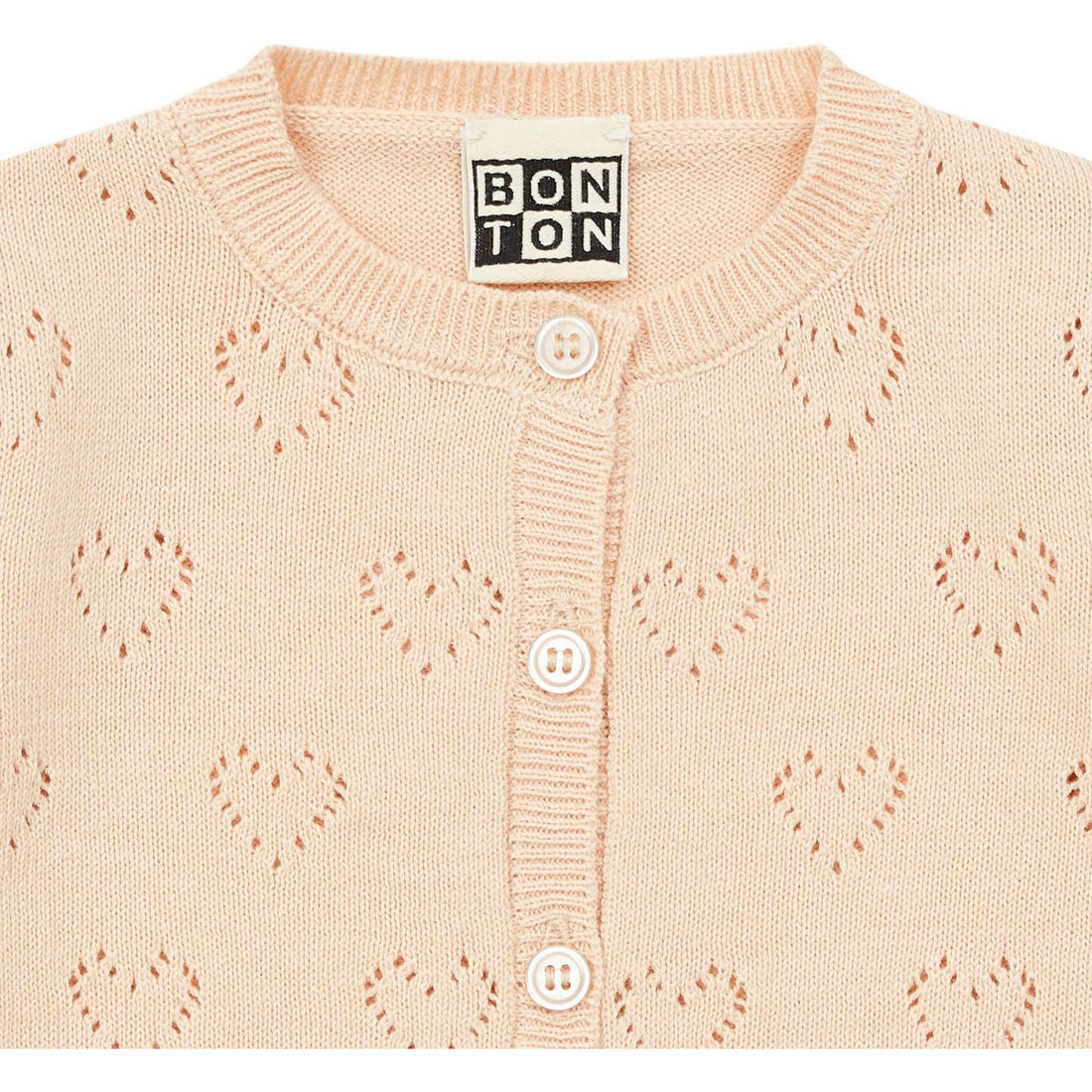 Bonton Nude Openwork Baby Cardigan