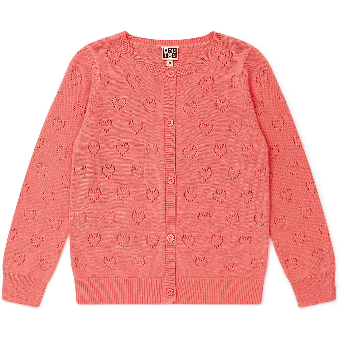 Bonton Mask Pink Openwork Cardigan