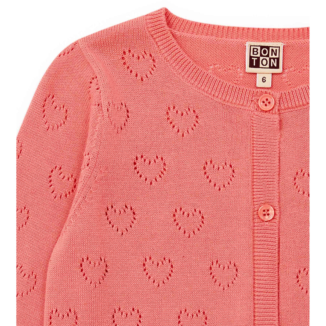 Bonton Mask Pink Openwork Cardigan