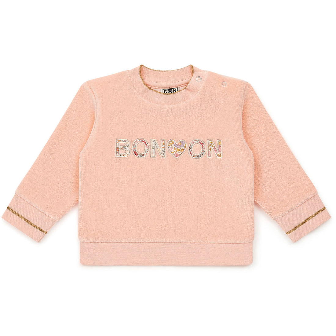 Bonton Shell Pink Terry Logo Baby Sweatshirt