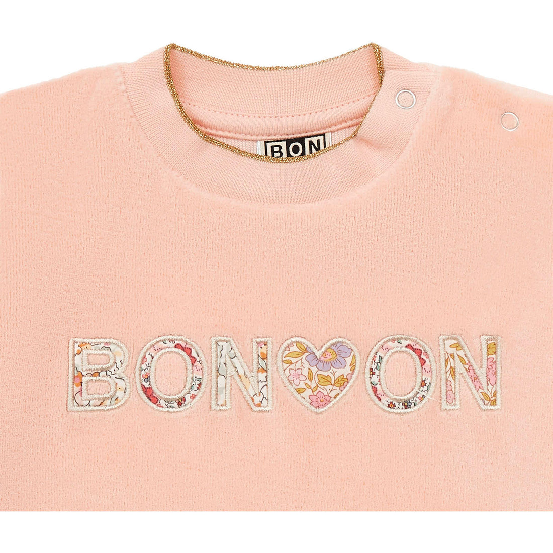 Bonton Shell Pink Terry Logo Baby Sweatshirt