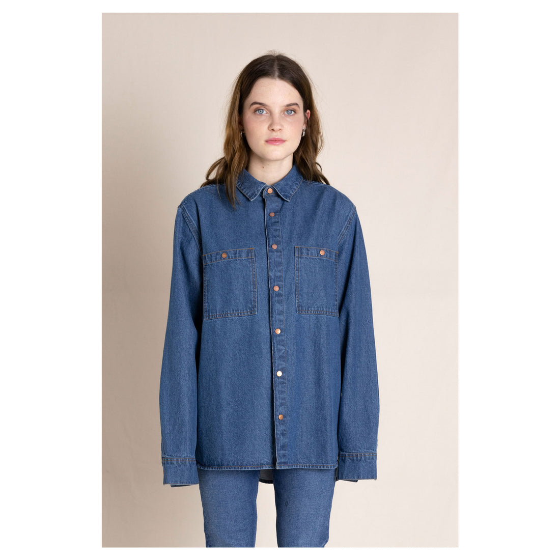 Finger in the Nose Enara Blue Denim Long Sleeve Shirt