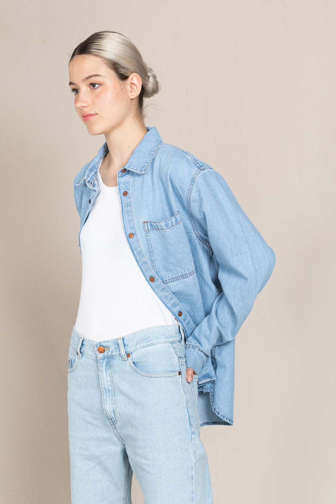 Finger in the Nose Enara Bleached Blue Long Sleeve Shirt