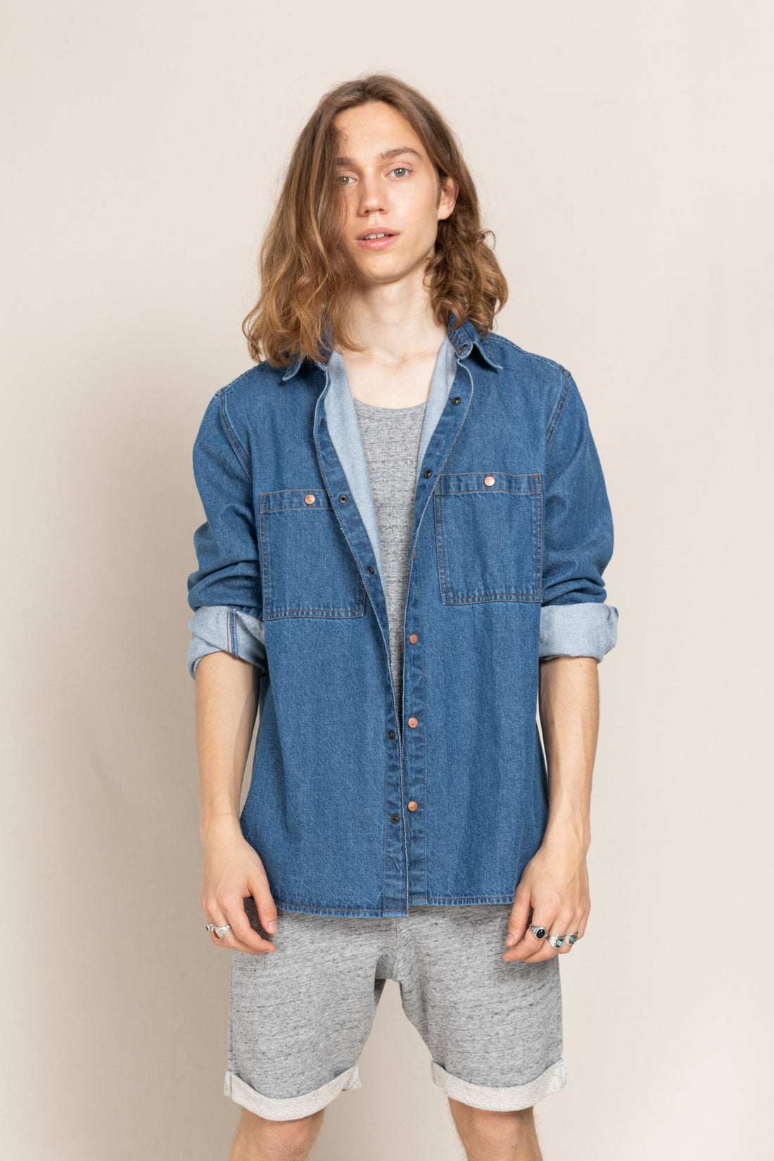 Finger in the Nose Enara Blue Denim Long Sleeve Shirt