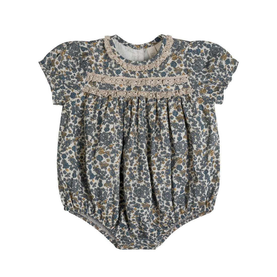 Little Cotton Clothes Midsummer Floral Blue Emilie Romper