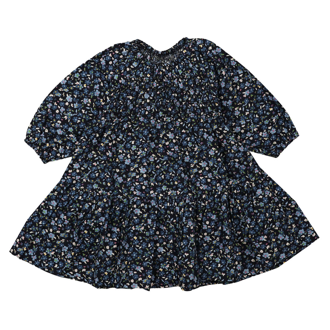 Noma Navy Elastic Flutter Sleeve Floral Dress