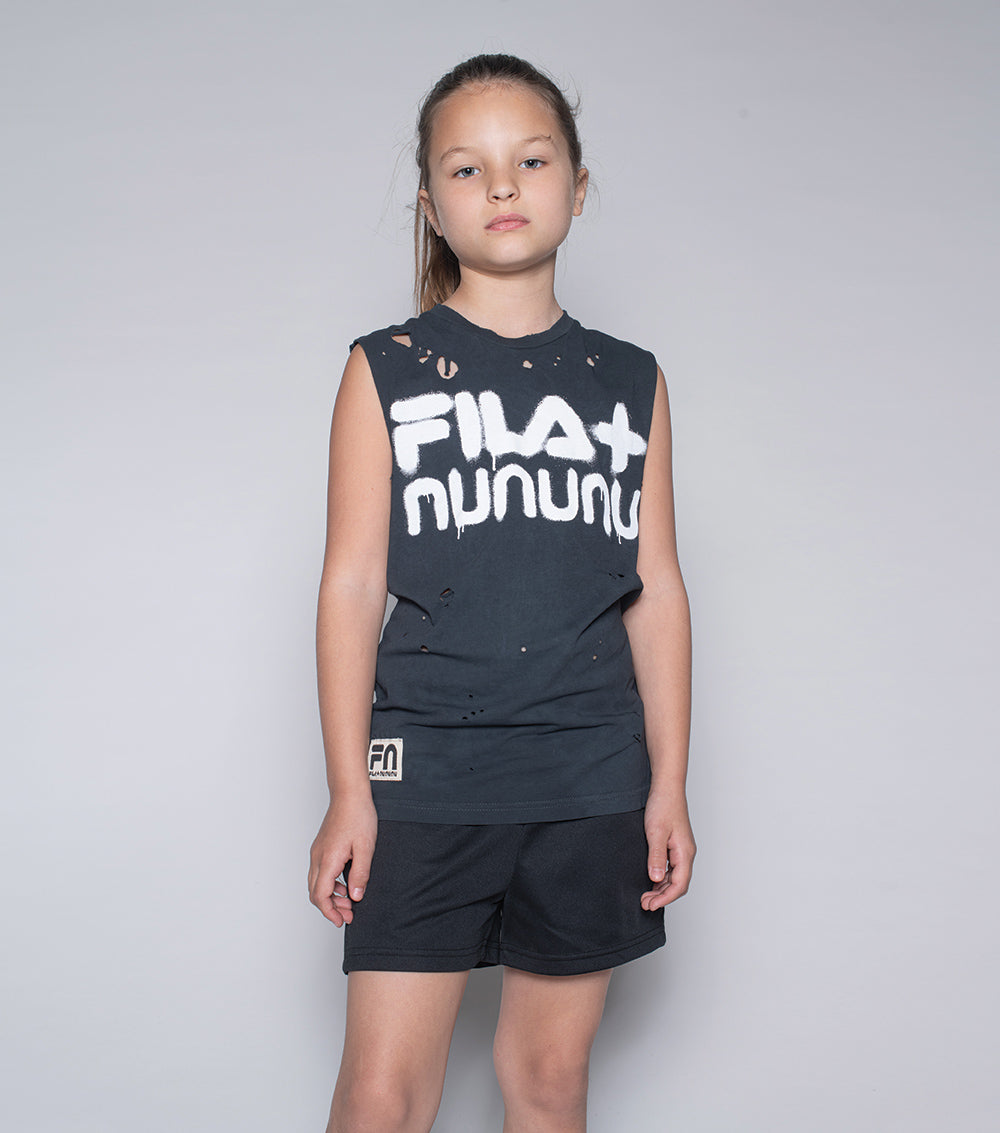 NUNUNU Black Fila X Nununu Deconstructed Sleeveless Shirt