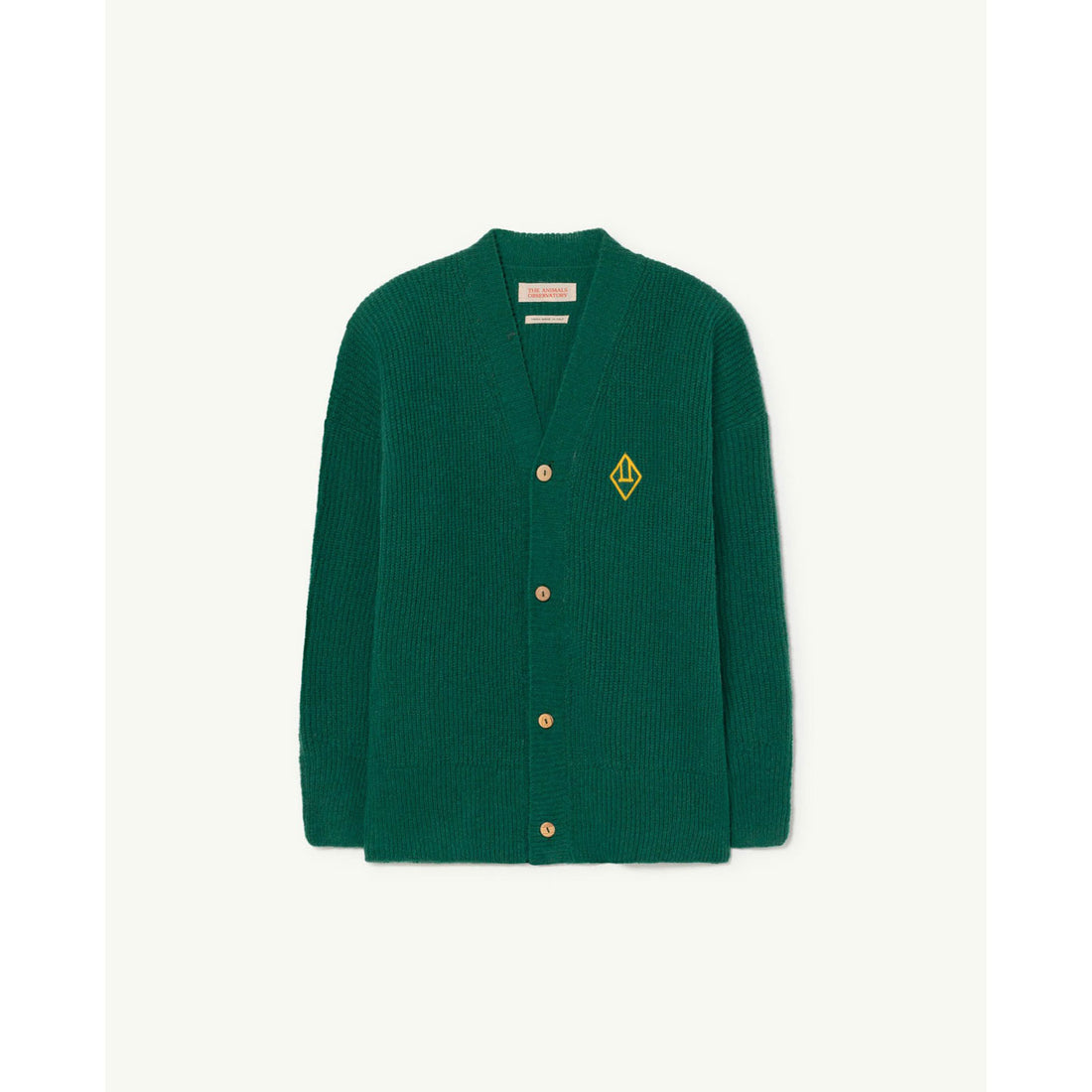 The Animals Observatory Green Logo Plain Raccoon Cardigan