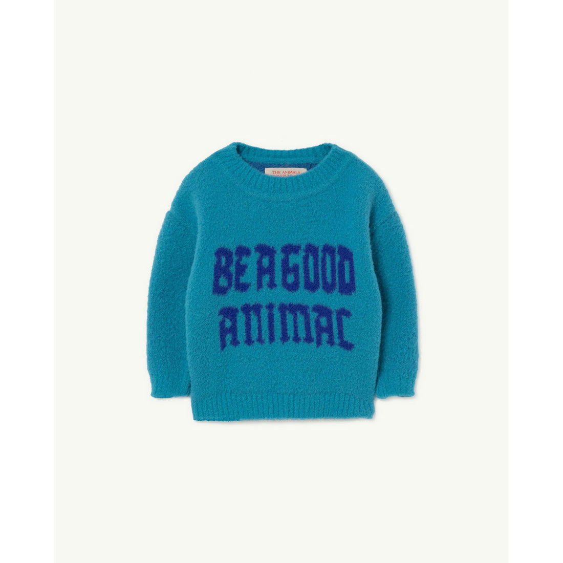 The Animals Observatory Blue Graphic Bull Baby Sweater
