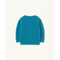 The Animals Observatory Blue Graphic Bull Baby Sweater