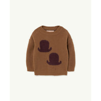 The Animals Observatory Brown Graphic Bull Baby Sweater
